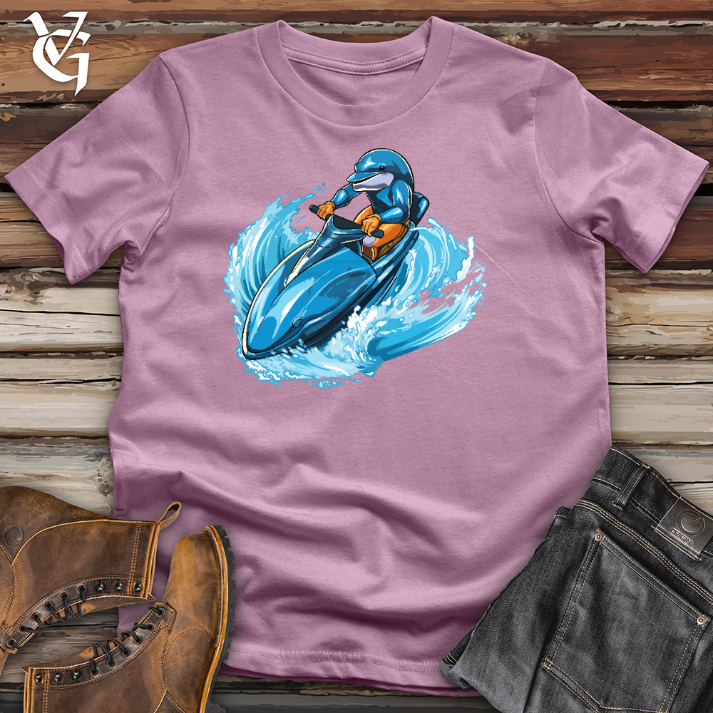 Viking Goods A Dolphin Driving a Jet Ski in the Ocean Cotton Tee Orchid / L