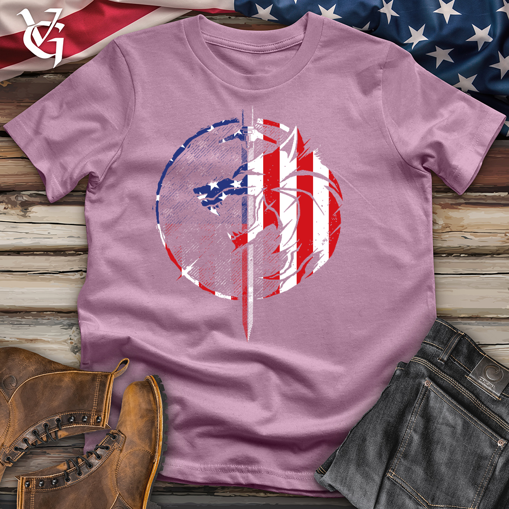 Viking Goods American Sword and Wolf Cotton Tee Orchid / L