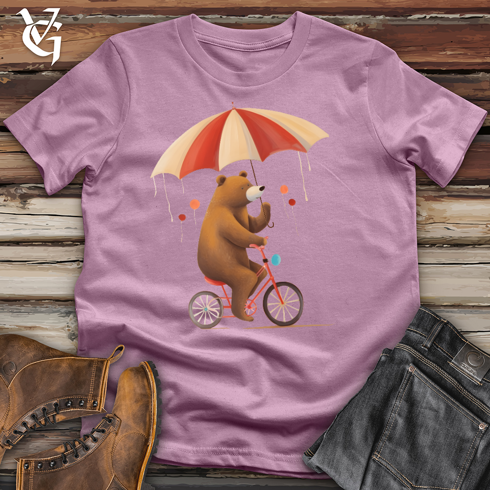 Viking Goods Bear Biking In The Rain Cotton Tee Orchid / L