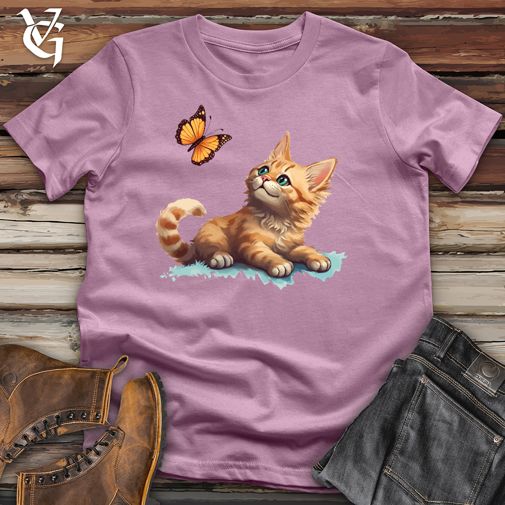 Viking Goods Cat and Butterfly Cotton Tee Orchid / L