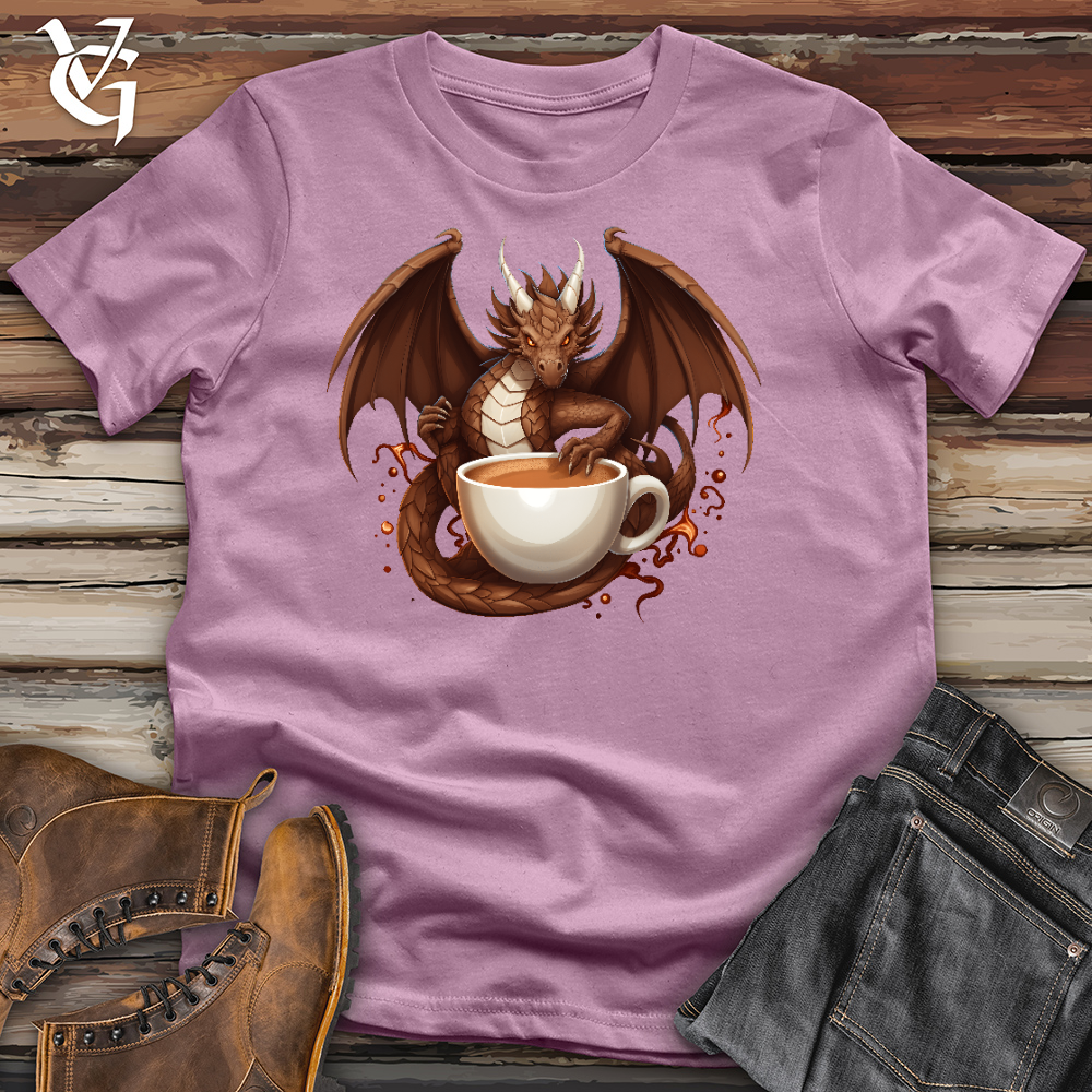 Viking Goods Coffee Loving Dragon Cotton Tee Orchid / L