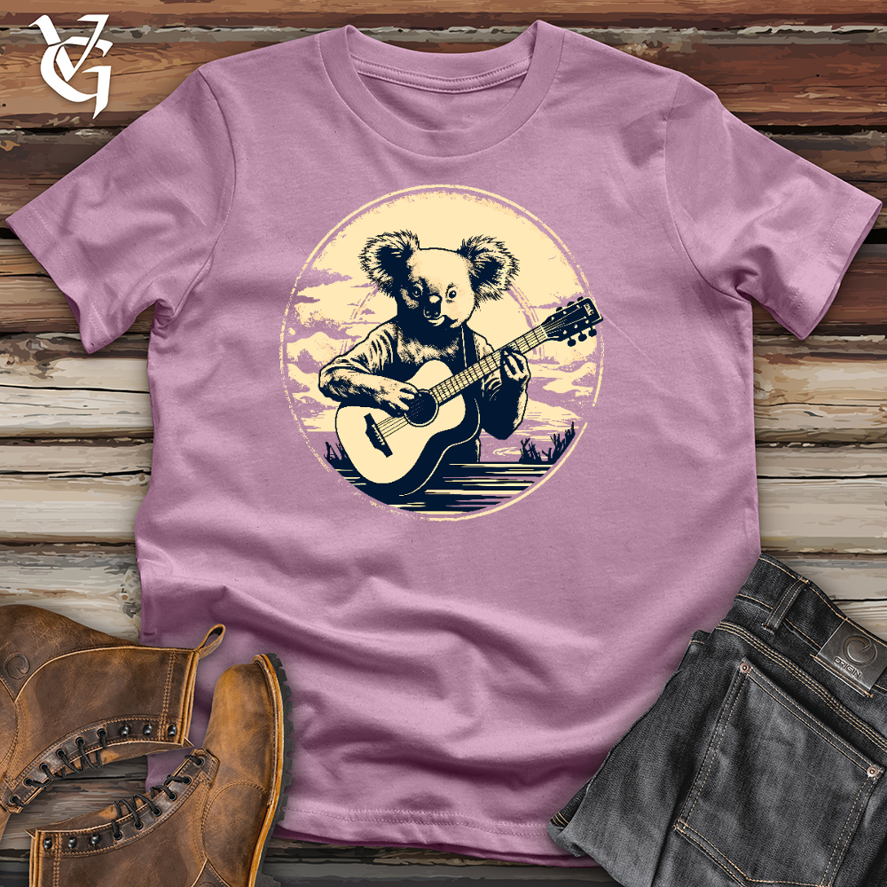 Viking Goods Cute Raccoon Playing Guitar Cotton Tee Orchid / L