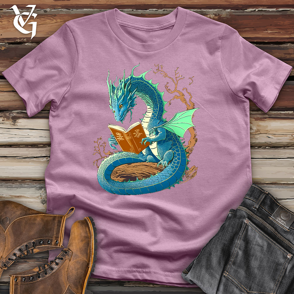 Viking Goods Dragon Book Worm Cotton Tee Orchid / L