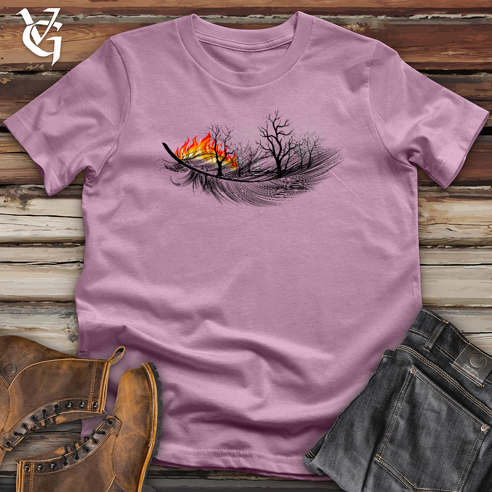Viking Goods Feathered the Flames  Cotton Tee Orchid / L