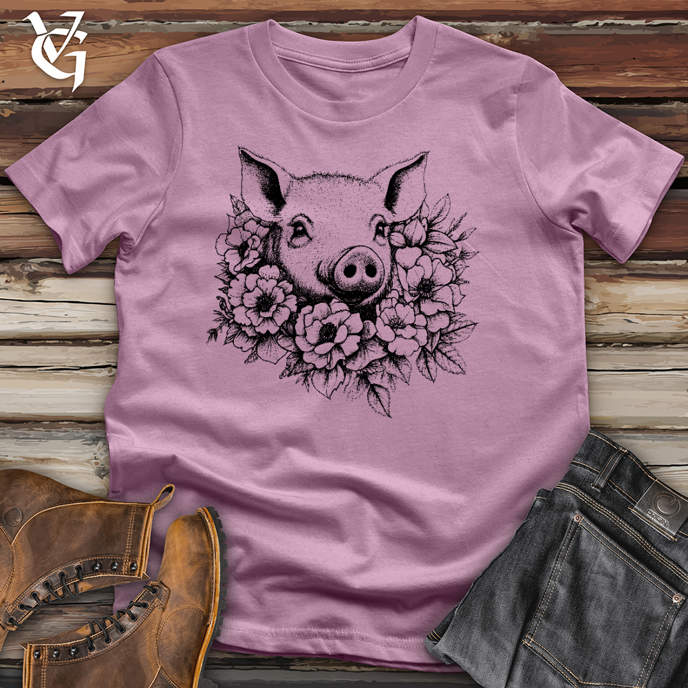 Viking Goods Floral Pig Cotton Tee Orchid / L