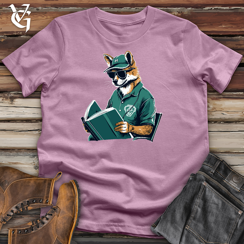 Viking Goods Fox Reading Book Cotton Tee Orchid / L