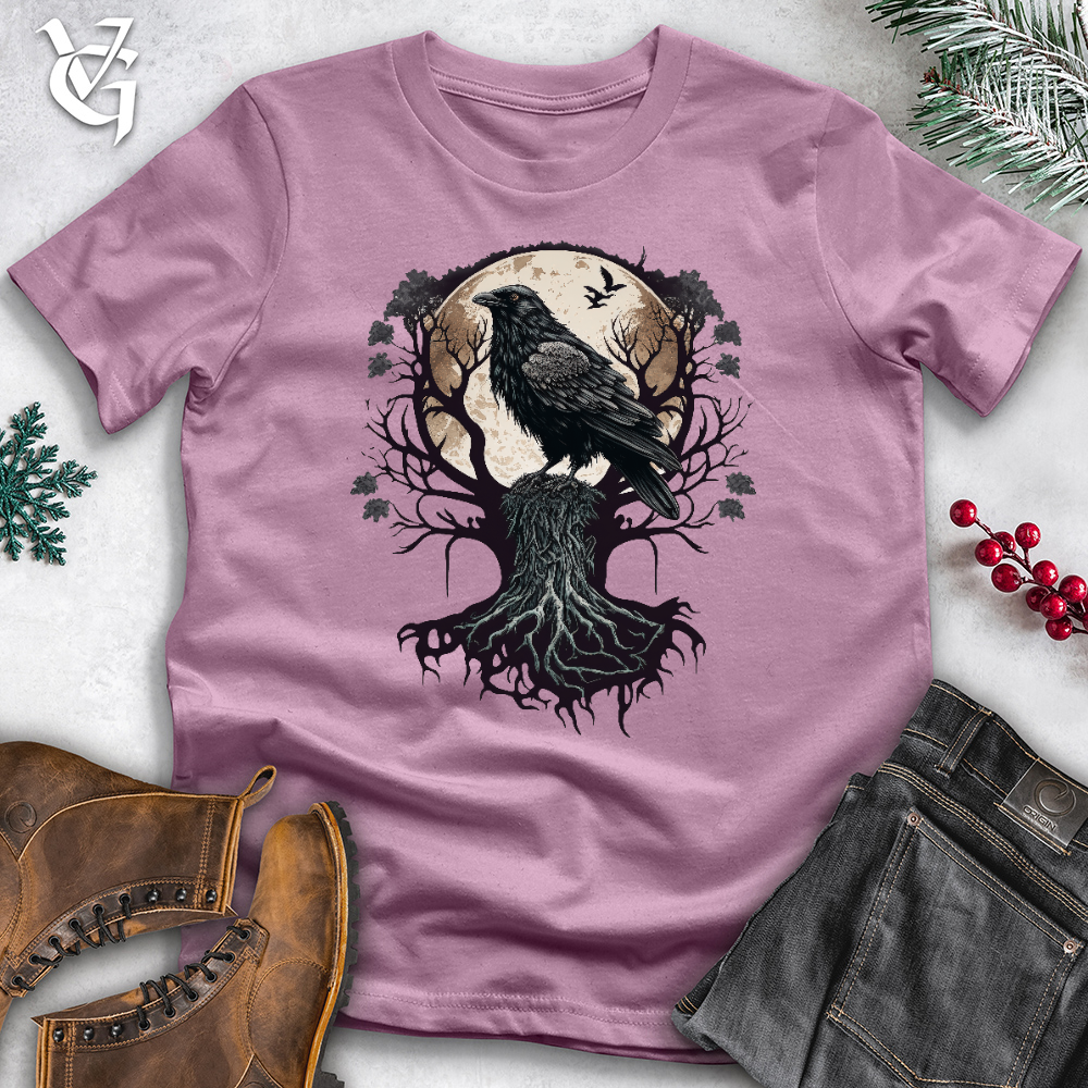 Viking Goods Full Moon Raven Cotton Tee Orchid / L
