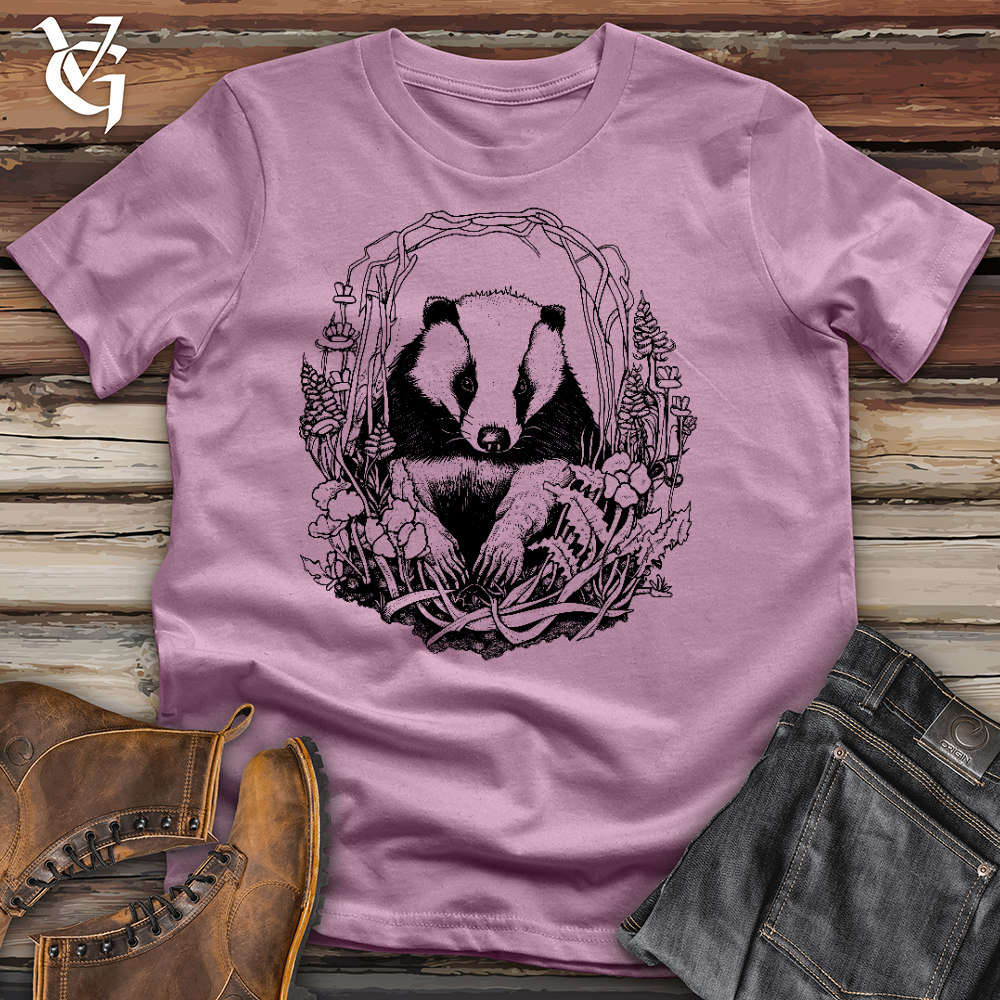 Viking Goods Honey Badger Wreath Cotton Tee Orchid / L