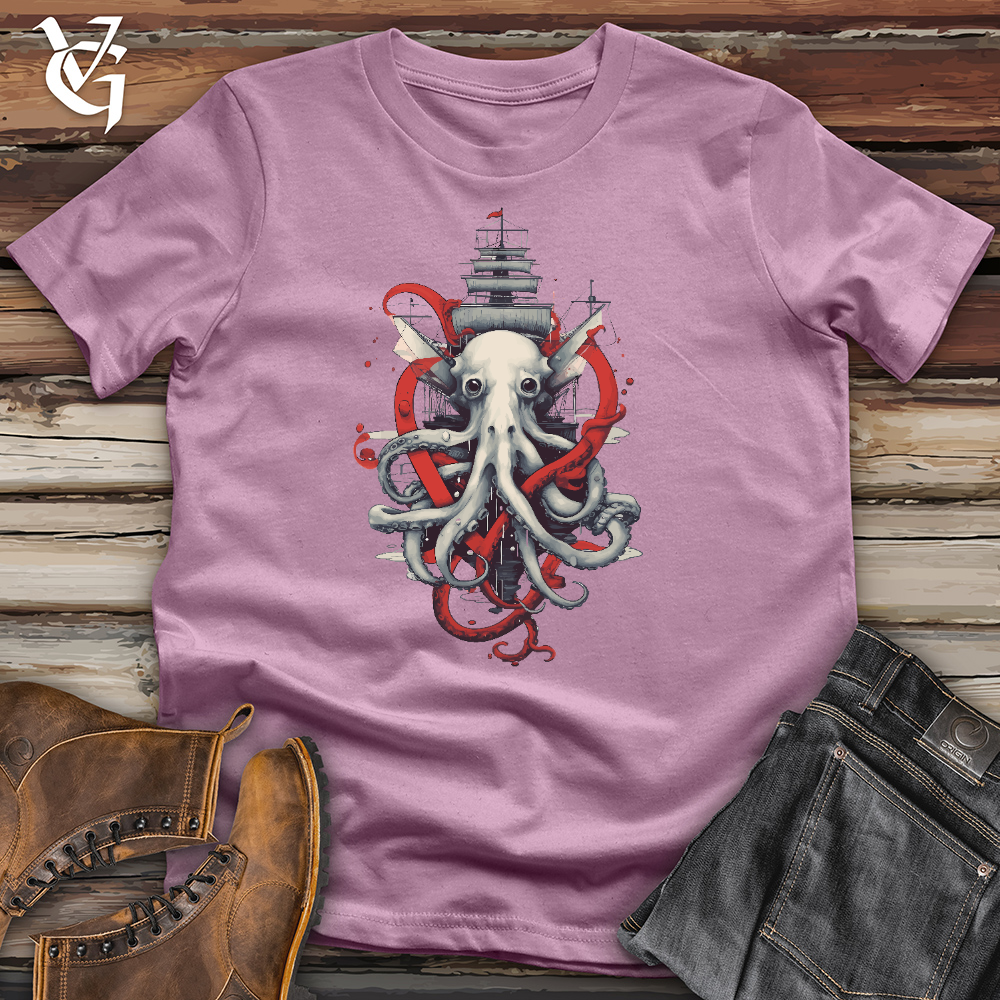 Viking Goods Kraken Pirate Ship Cotton Tee Orchid / L