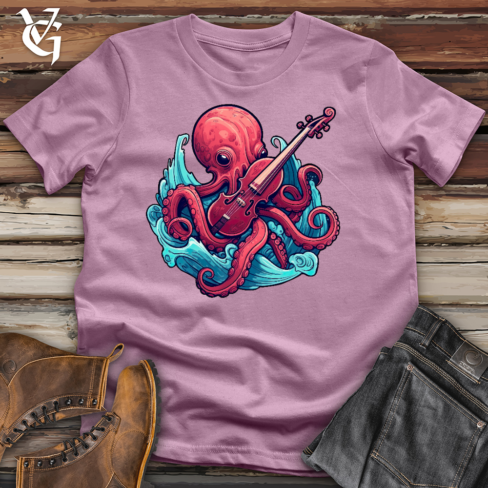 Viking Goods Octopus Playing a Violin Cotton Tee Orchid / L