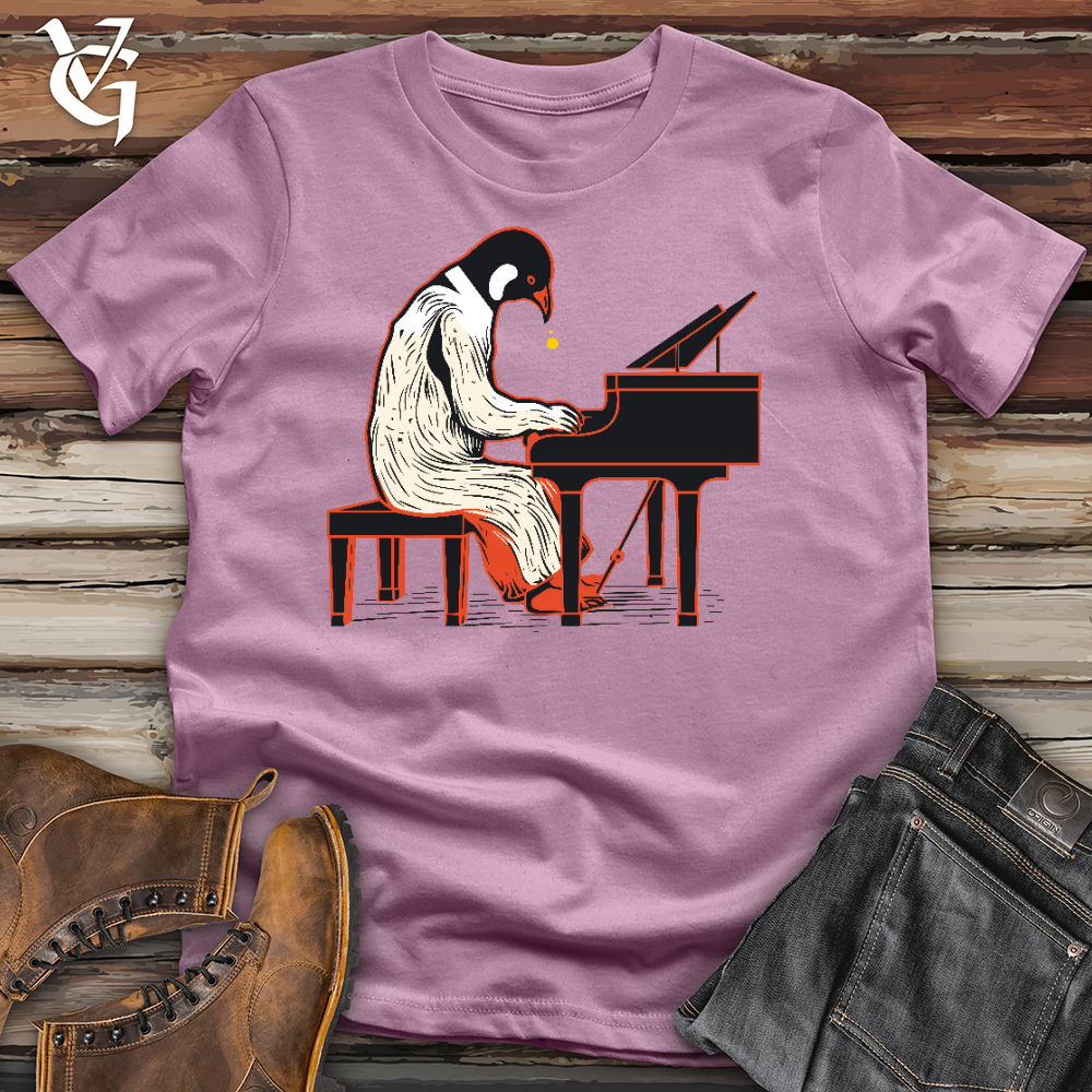 Viking Goods Penguin Playing Piano Cotton Tee Orchid / L