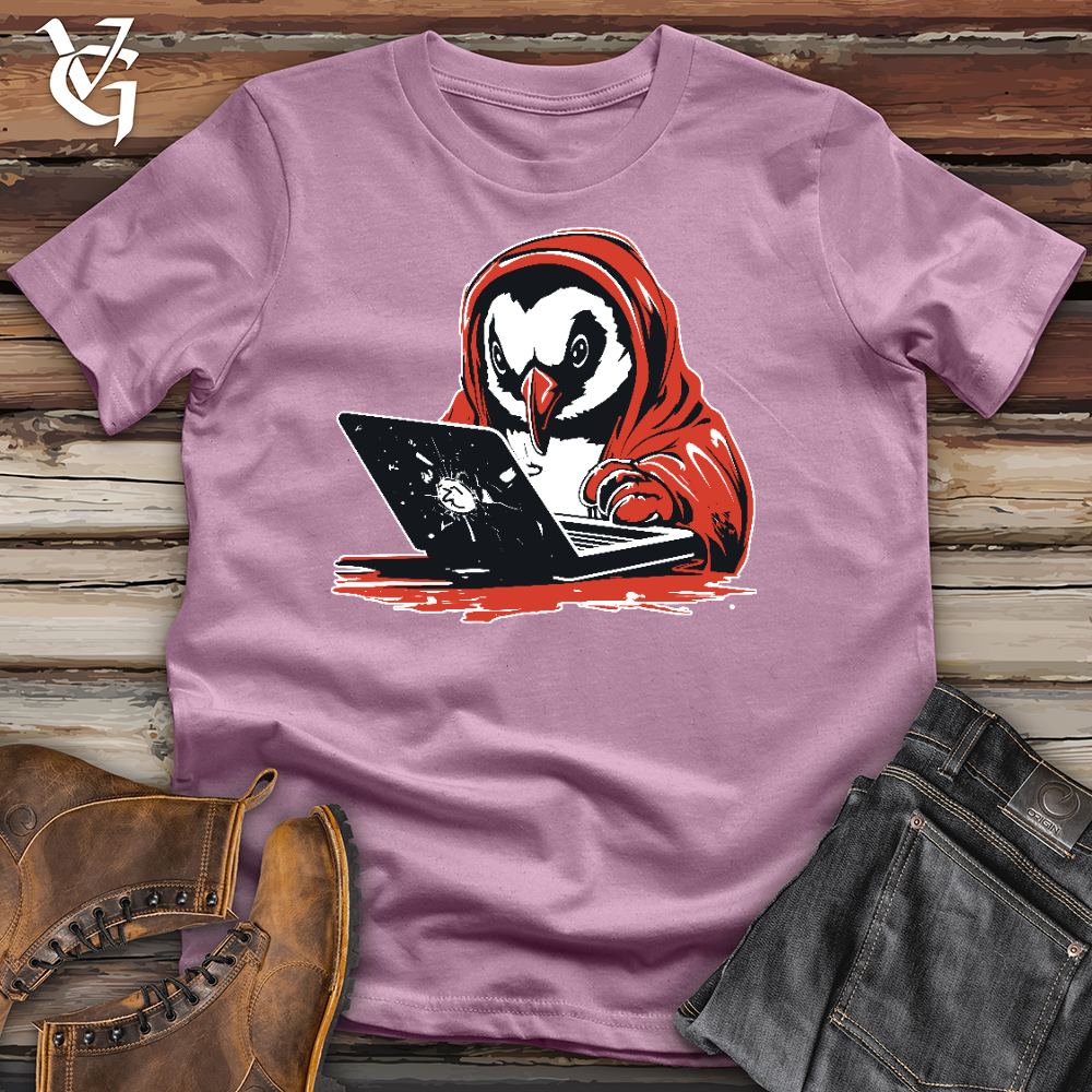 Viking Goods Penguin Watching Laptop Cotton Tee Orchid / L