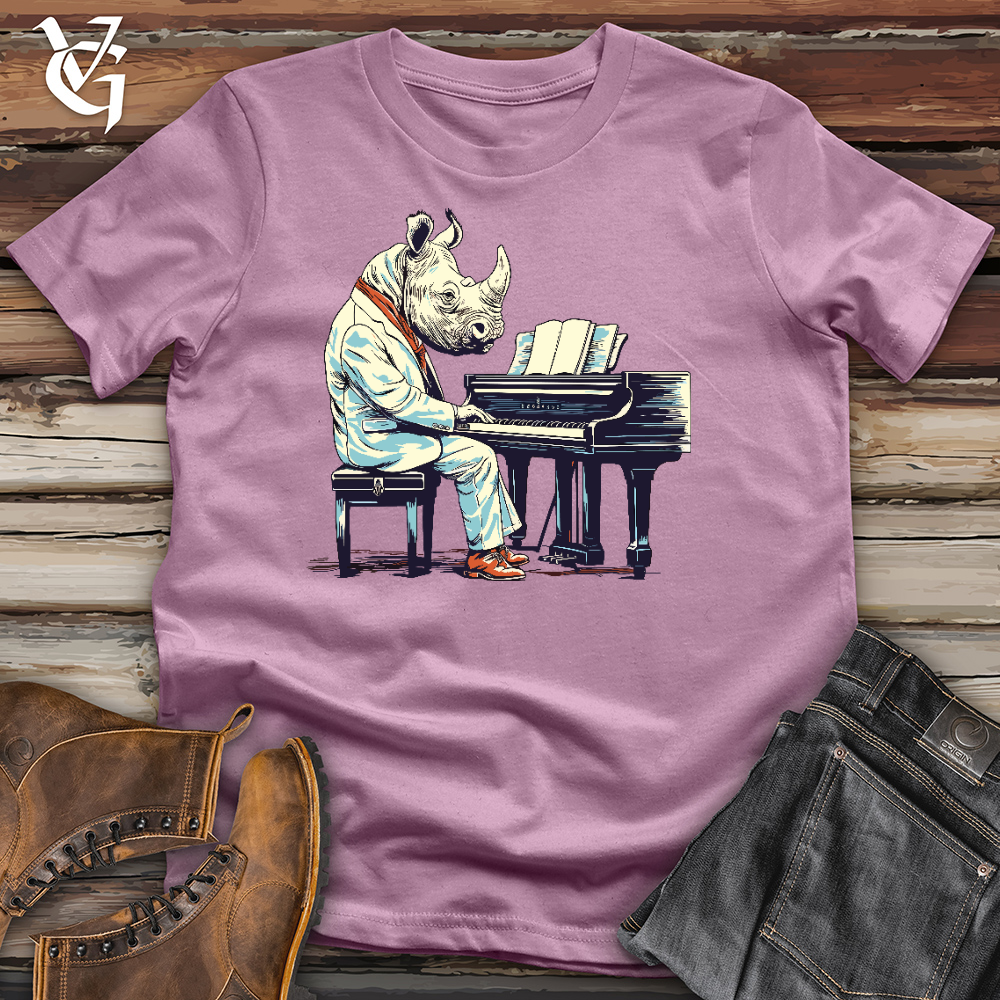 Viking Goods Rhinoceros Playing Piano Cotton Tee Orchid / L