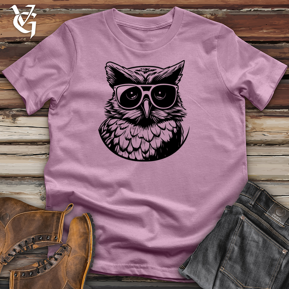 Viking Goods Skateboard Owl Cool Cotton Tee Orchid / L