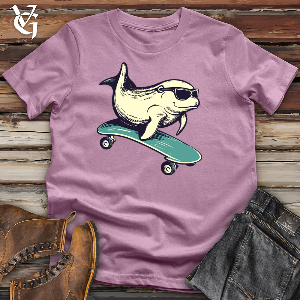 Viking Goods Skateboard Surfer Whale Cotton Tee Orchid / L