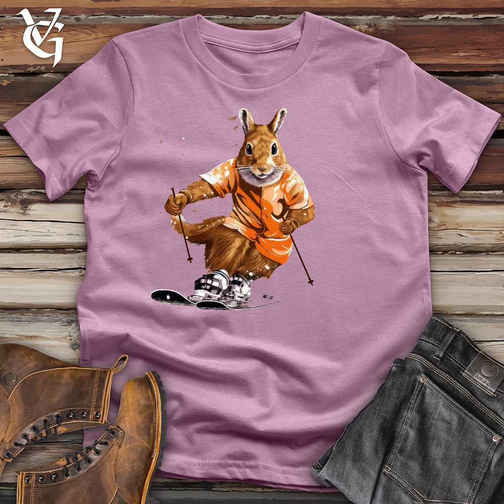 Viking Goods Skiing Squirrel Cotton Tee Orchid / L