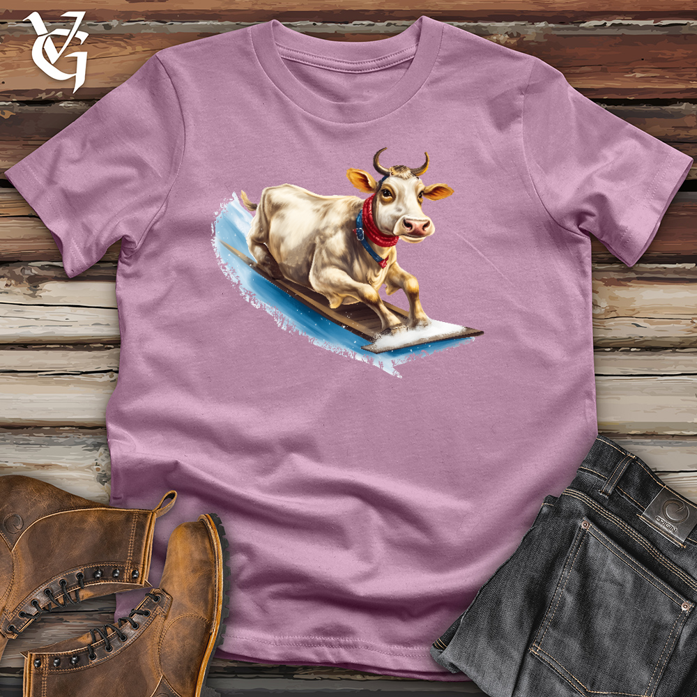 Viking Goods Sledding Cow Cotton Tee Orchid / L