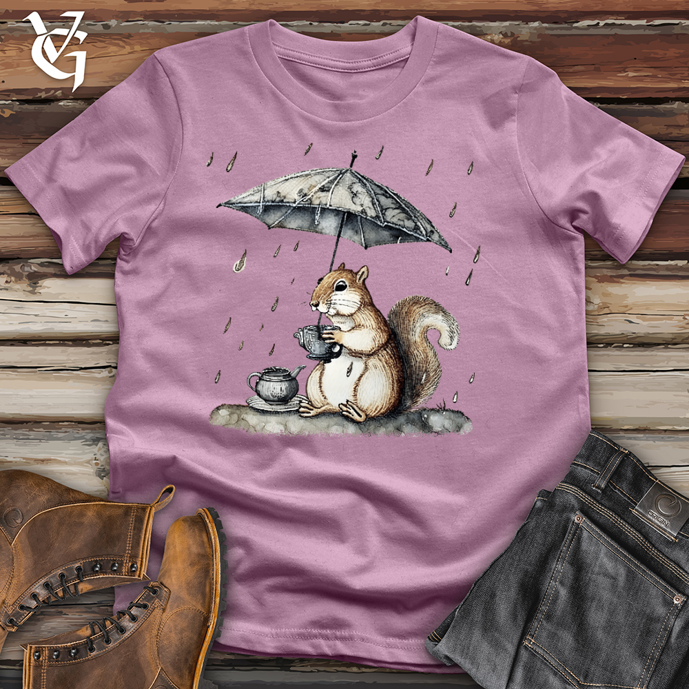 Viking Goods Squirrel In The Rain Cotton Tee Orchid / L