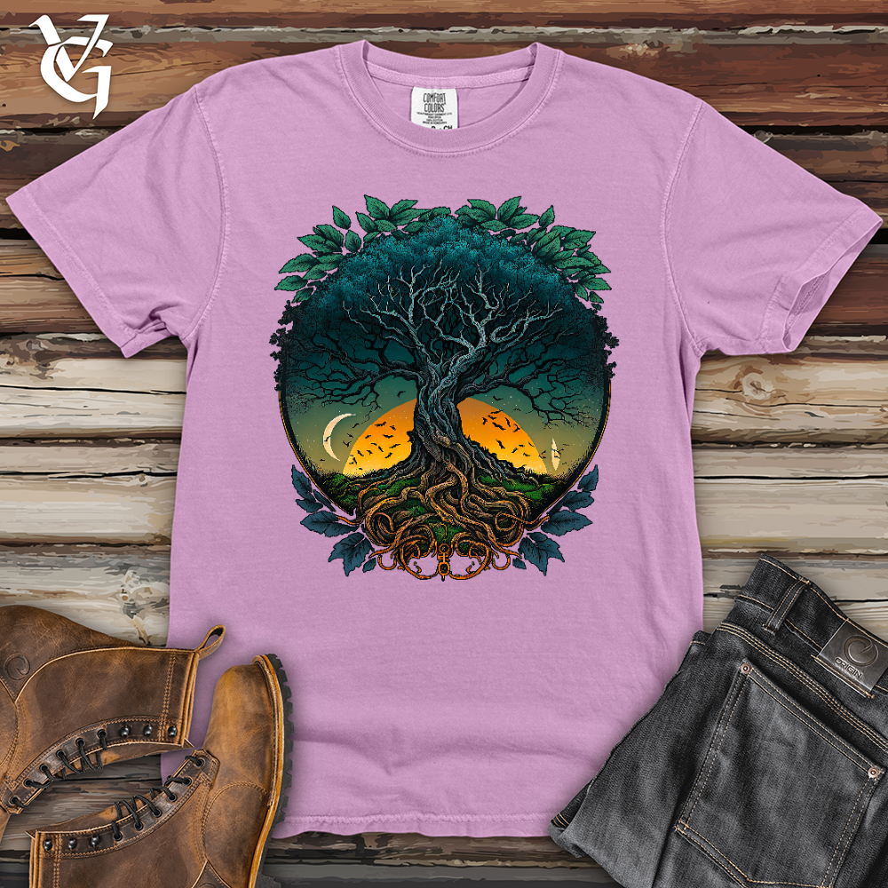 Viking Goods Sunset Yggdrasil Heavy Cotton Comfort Colors Tee Orchid / L
