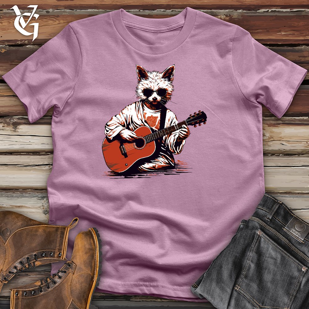 Viking Goods Super Cool Cat Playing Guitar Cotton Tee Orchid / L