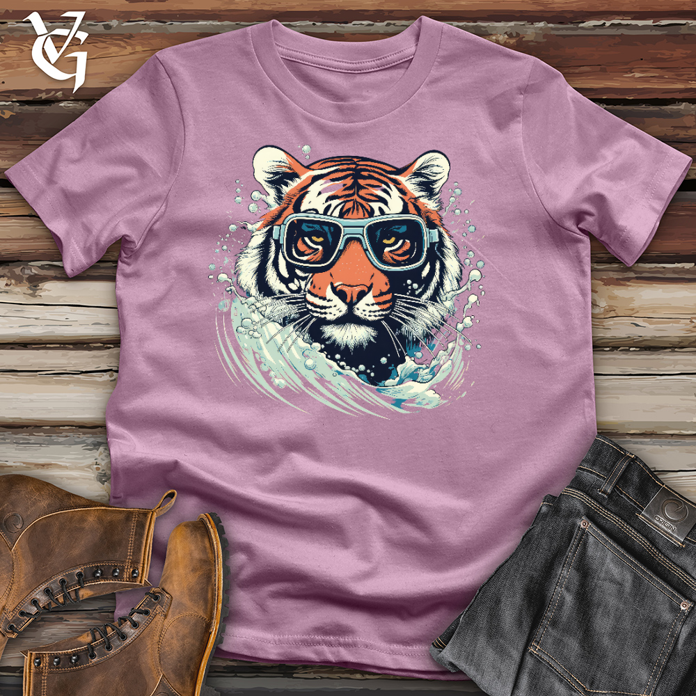 Viking Goods Swimming Tiger Cotton Tee Orchid / L