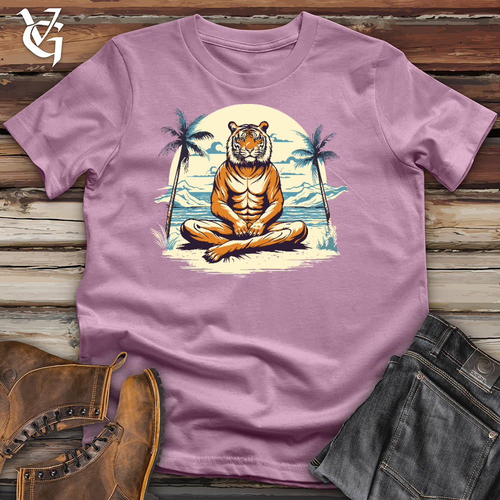 Viking Goods Tiger Doing Yoga Cotton Tee Orchid / L