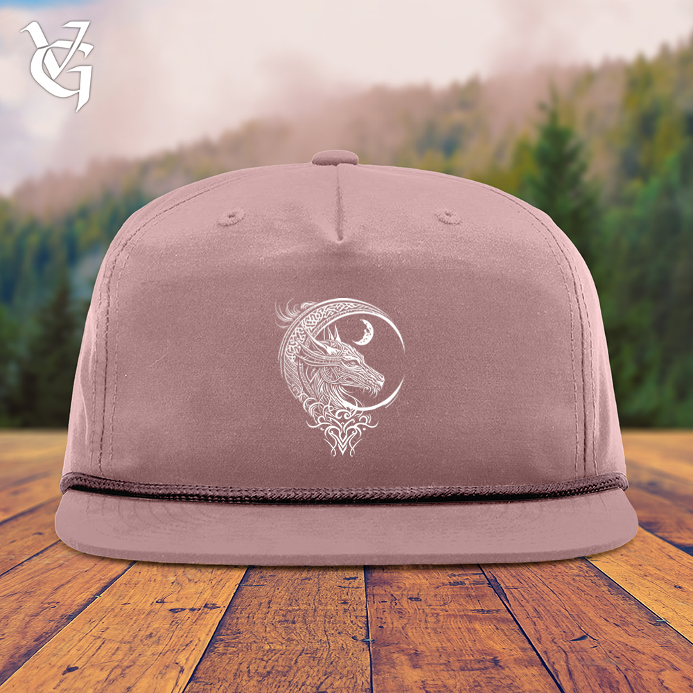 Viking Goods Celtic Dragon and Moon Snapback Cap Pale Peach/ Maroon
