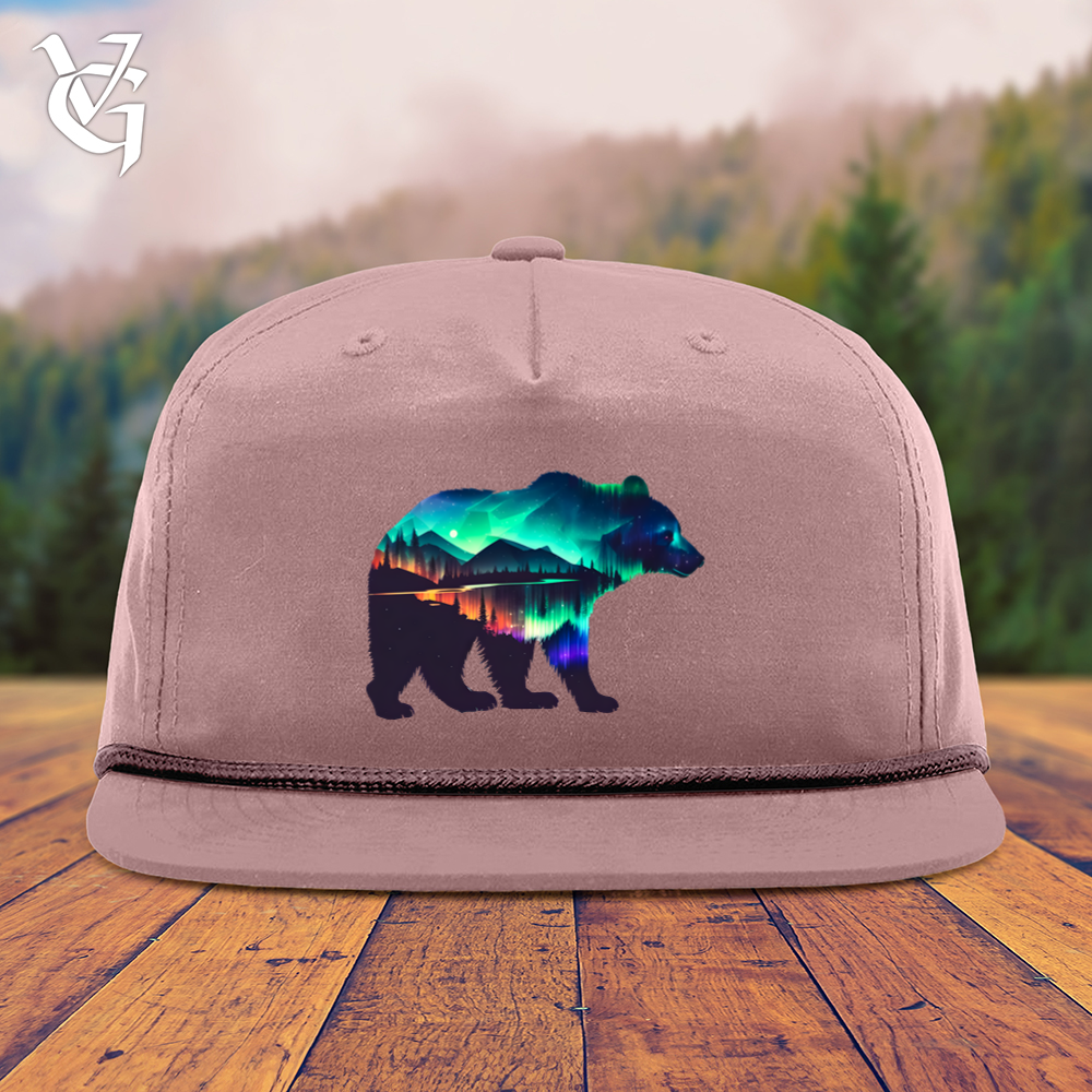 Viking Goods Northern Lights Bear Snapback Cap Pale Peach/ Maroon