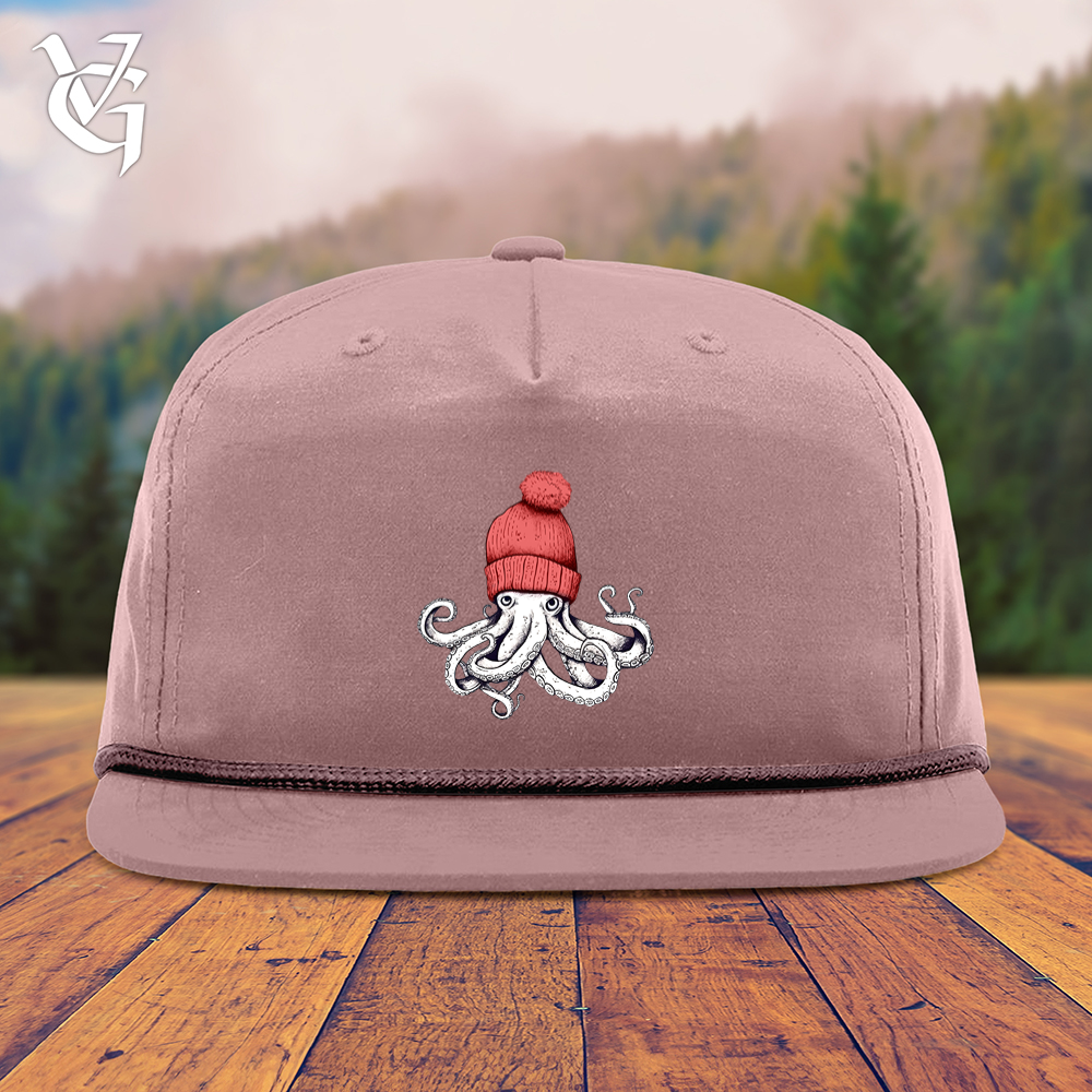 Viking Goods Octopus Chillin Snapback Cap Pale Peach/ Maroon