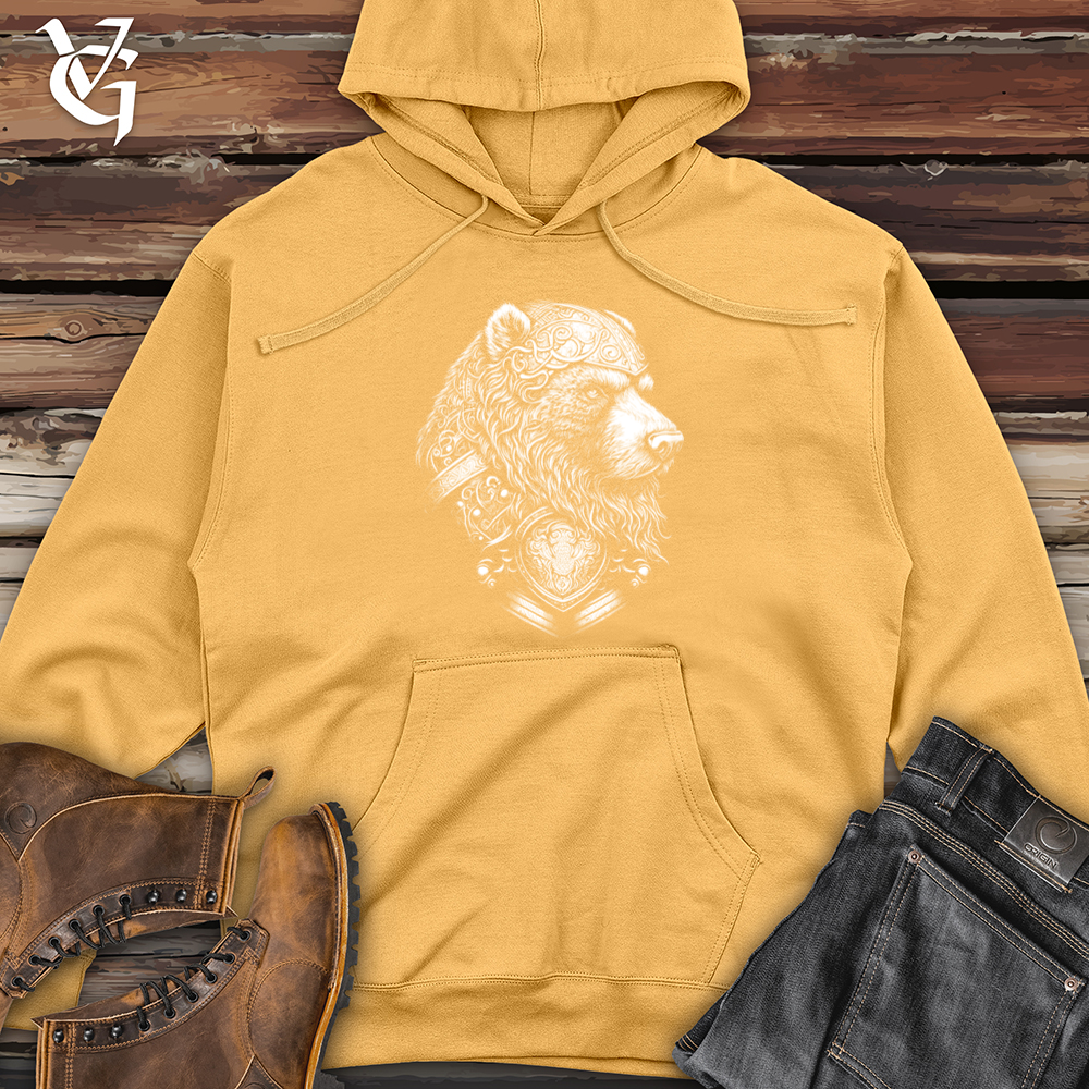 Viking Goods Handsome Celtic Bear Midweight Hooded Sweatshirt Peach / L