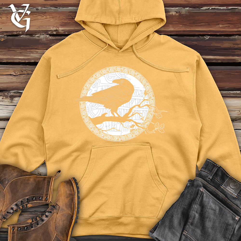 Viking Goods White Winter Raven Midweight Hooded Sweatshirt Peach / L