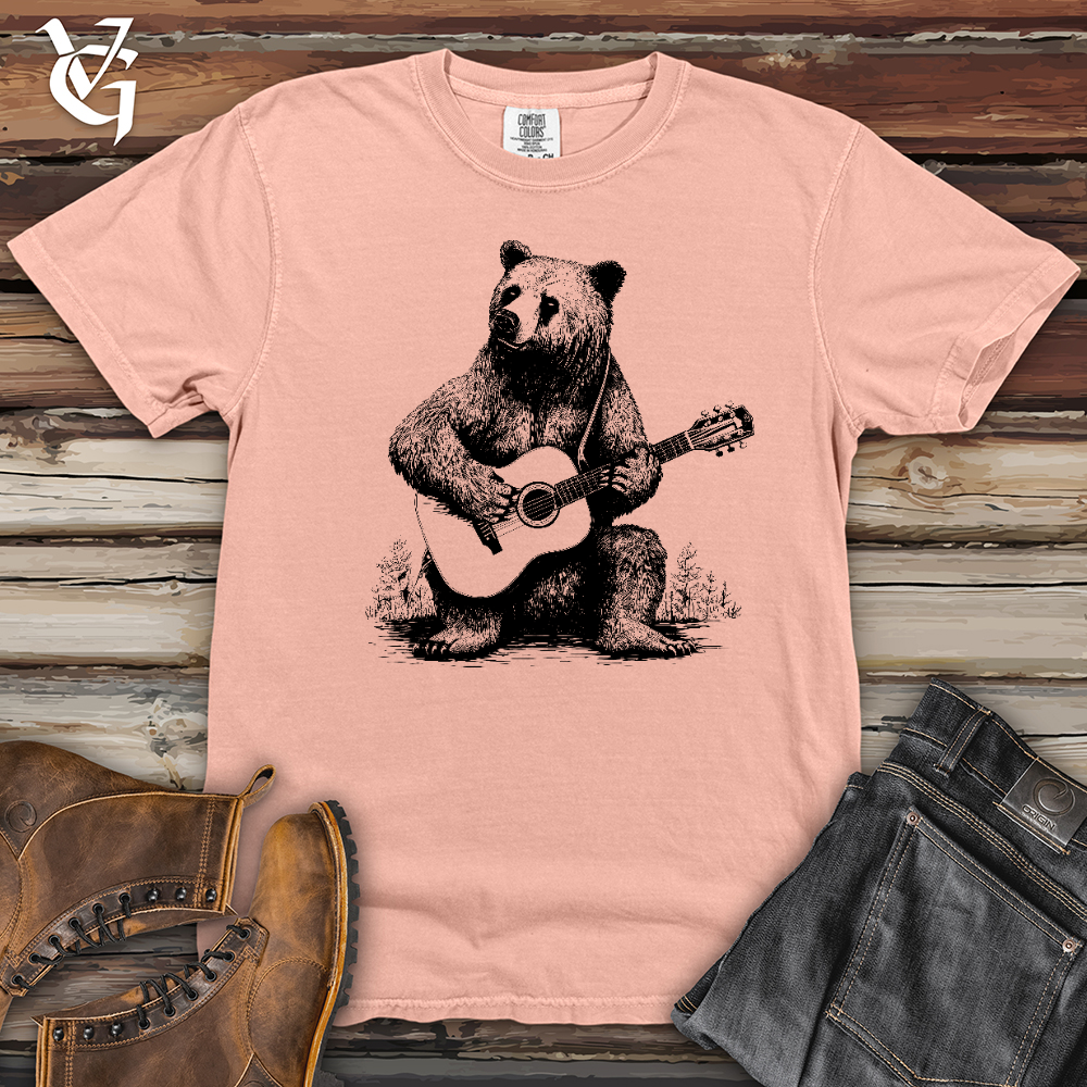 Viking Goods Bear Guitarist Heavy Cotton Comfort Colors Tee Peachy / L