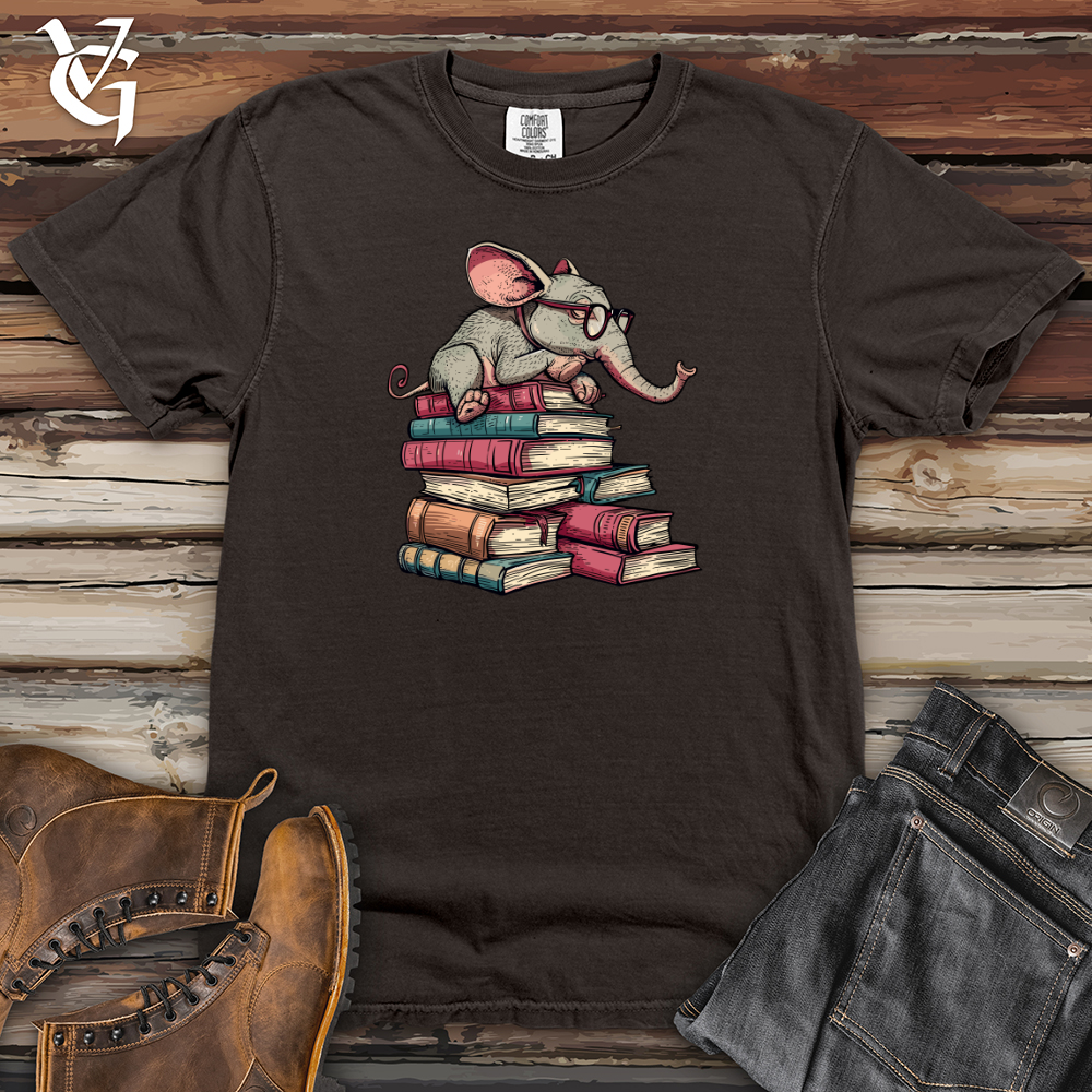 Viking Goods Elephant Bookworm Reader Heavy Cotton Comfort Colors Tee Pepper / L