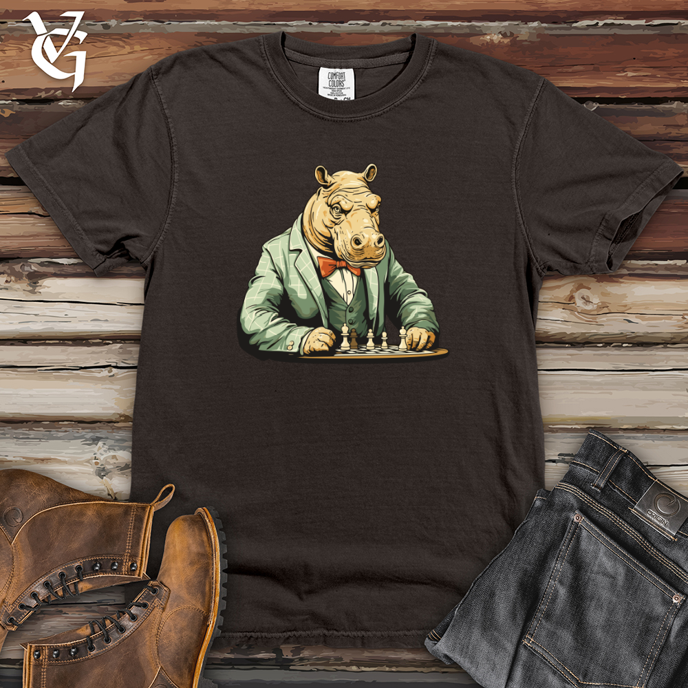 Viking Goods Hippopotamus Brain Game Chess Battle Heavy Cotton Comfort Colors Tee Pepper / L