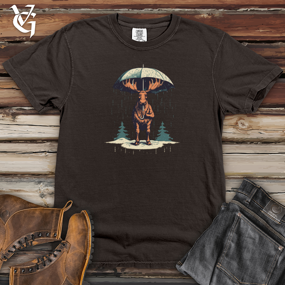 Viking Goods Moose Rainy Adventure Umbrella Shield Heavy Cotton Comfort Colors Tee Pepper / L