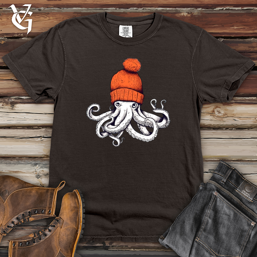 Viking Goods Octopus Orange Beanie Heavy Cotton Comfort Colors Tee Pepper / L