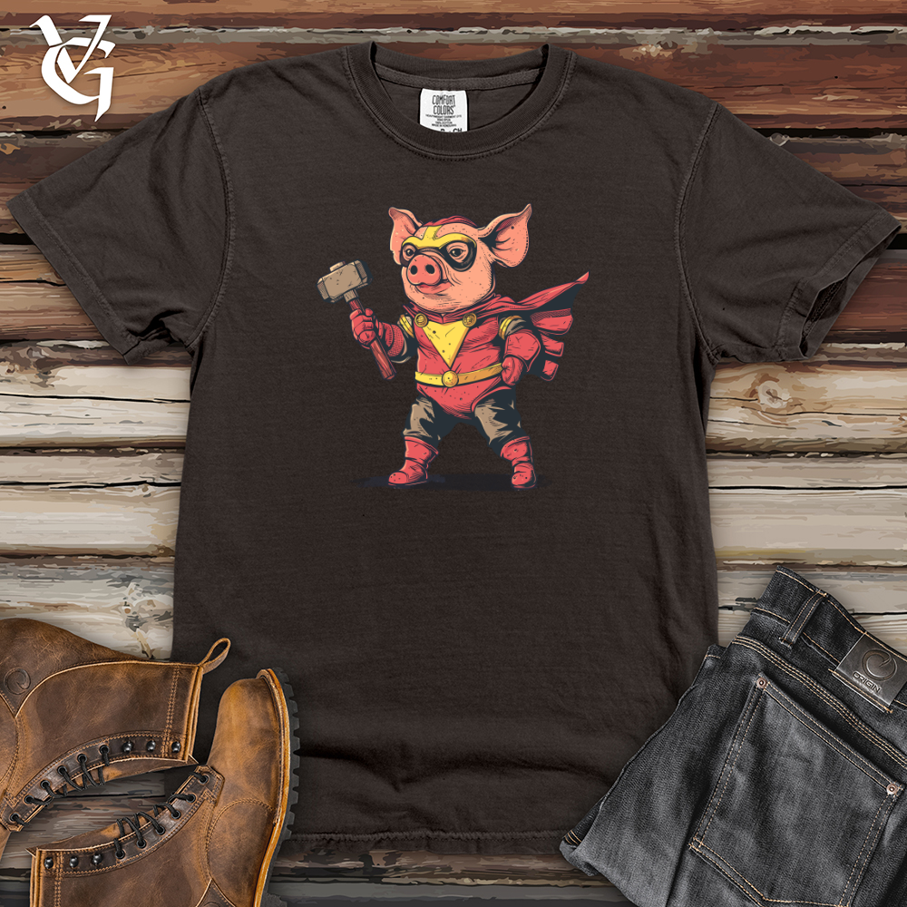 Viking Goods Pig Superhero Hammer Heavy Cotton Comfort Colors Tee Pepper / L