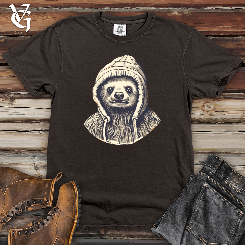 Viking Goods Retro Beanie Sloth Heavy Cotton Comfort Colors Tee Pepper / L