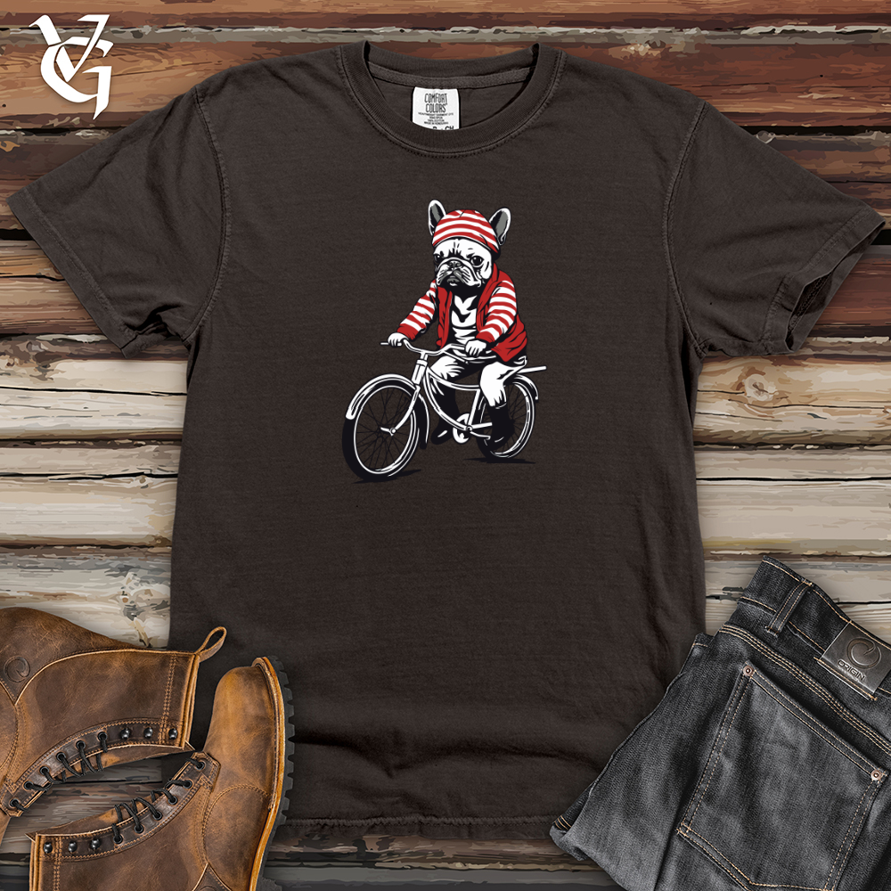 Viking Goods Retro Bicycle Riding Frenchie Heavy Cotton Comfort Colors Tee Pepper / L