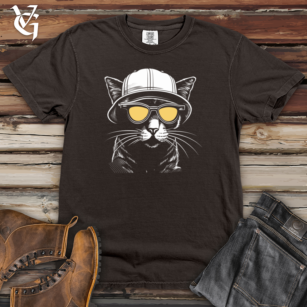 Viking Goods Retro Cap & Shades Cat Heavy Cotton Comfort Colors Tee Pepper / L