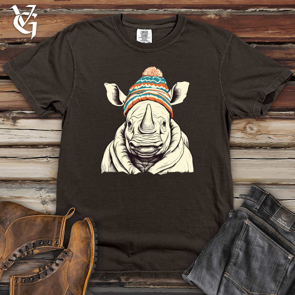 Viking Goods Retro Pompom Snow Hat Rhino Heavy Cotton Comfort Colors Tee Pepper / L