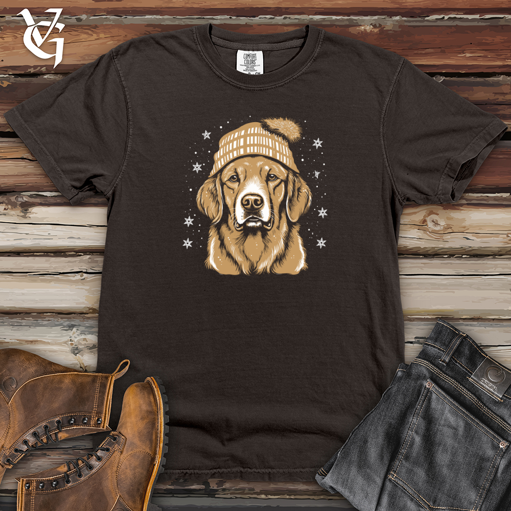 Viking Goods Retro Snowflake Beanie Golden Retriever Heavy Cotton Comfort Colors Tee Pepper / L