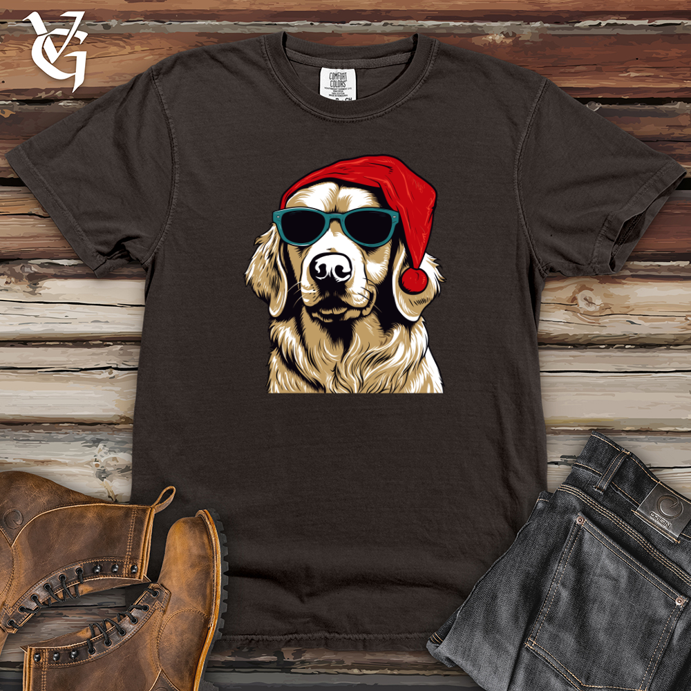 Viking Goods Santa Paws Golden Retriever Heavy Cotton Comfort Colors Tee Pepper / L