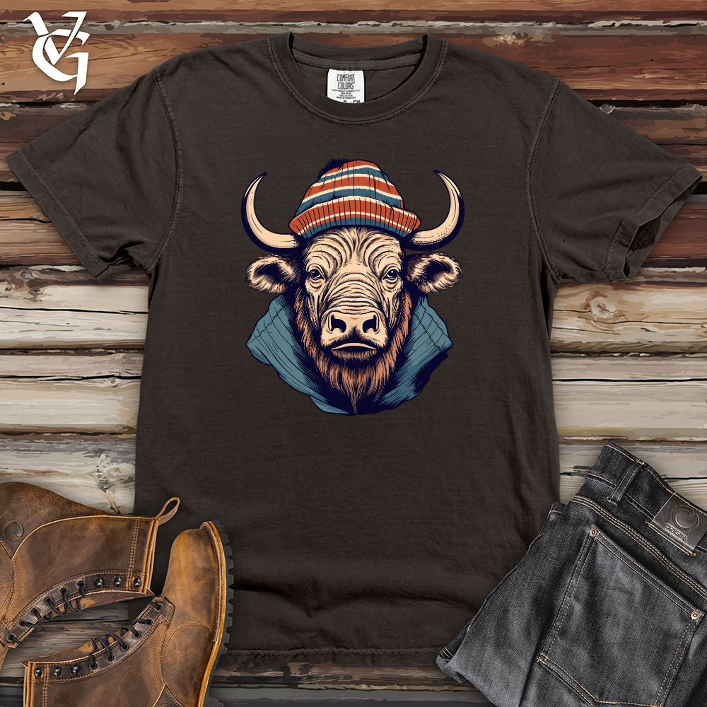 Viking Goods Vintage Buffalo Wearing Beanie Heavy Cotton Comfort Colors Tee Pepper / L