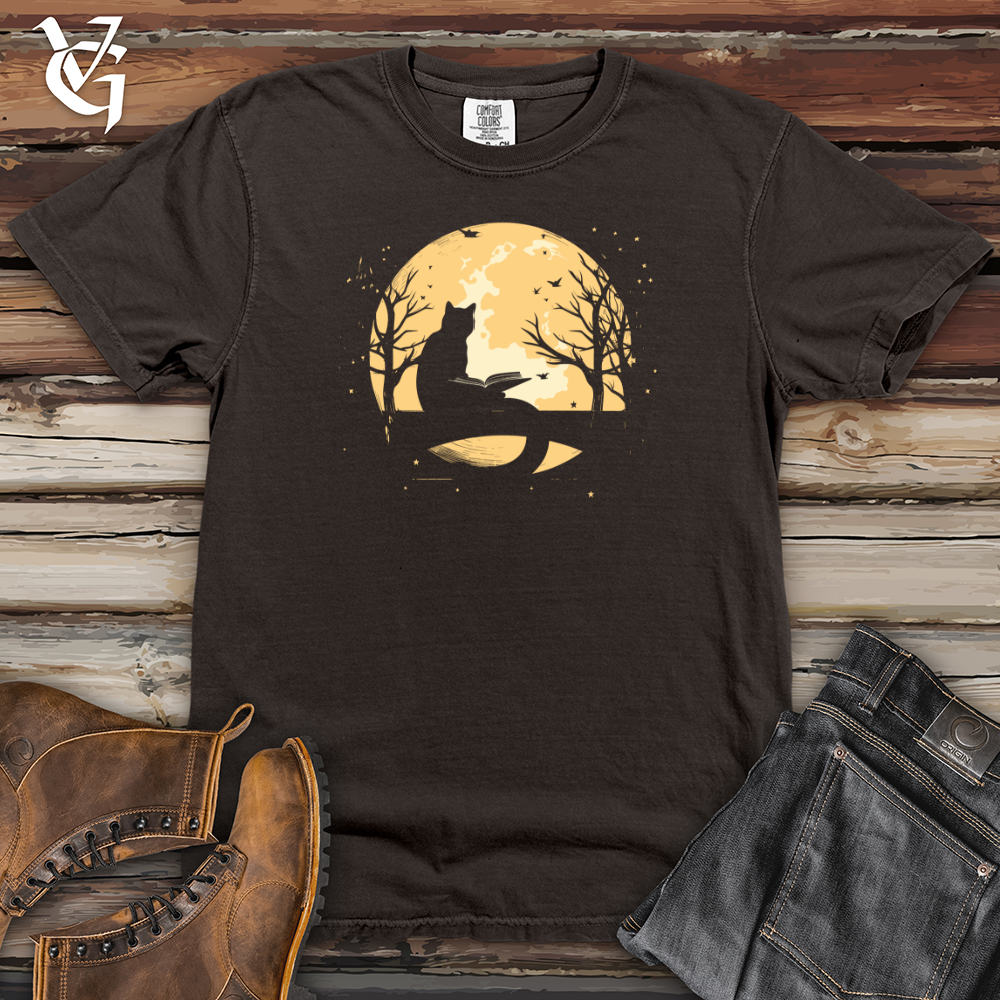 Viking Goods Vintage Moonlit Reading Cat Heavy Cotton Comfort Colors Tee Pepper / L