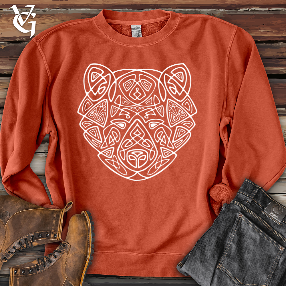 Viking Goods Bear Head Celtic Style Pigment-Dyed Crewneck Pigment Amber / L