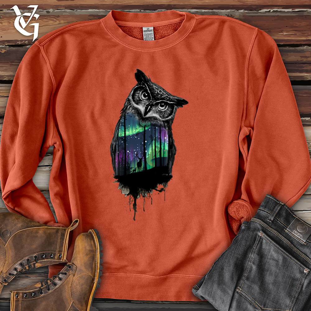 Viking Goods Northern Lights Owl Pigment-Dyed Crewneck Pigment Amber / L