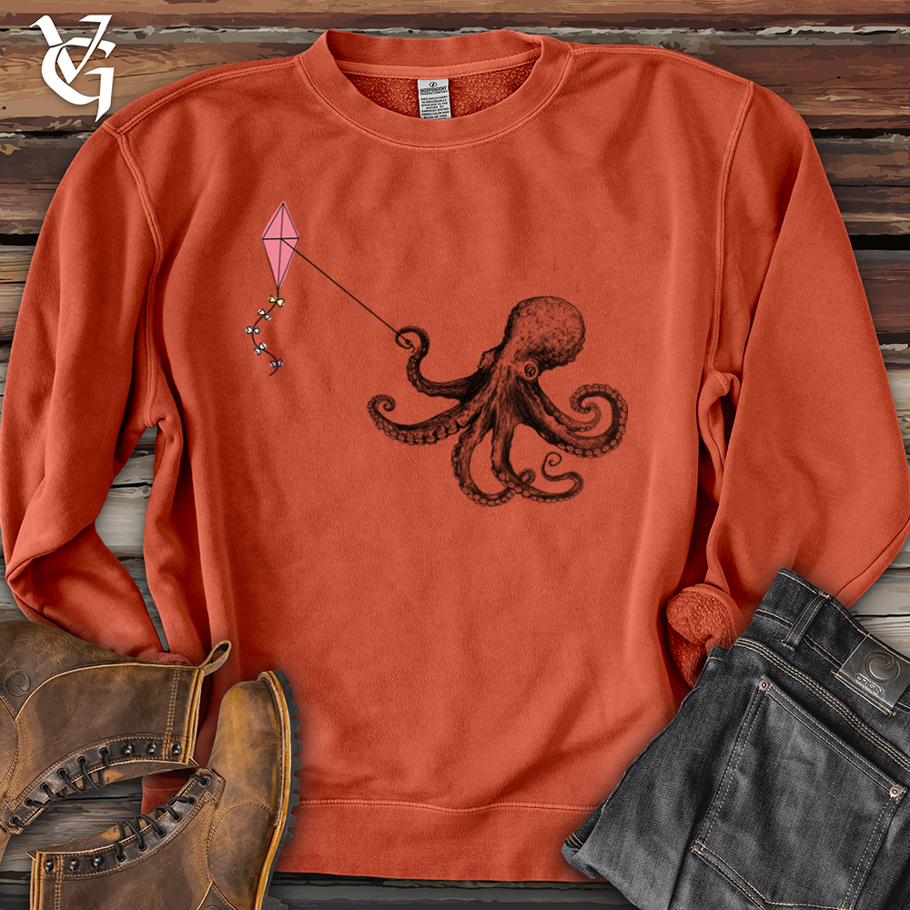 Viking Goods Octopus Flying Kyte Banjo Bison Pigment-Dyed Crewneck Pigment Amber / L