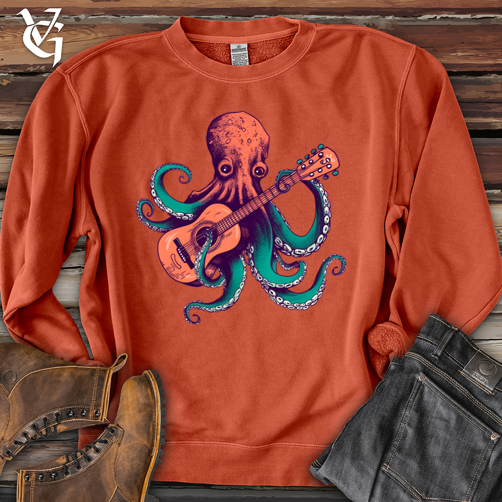 Viking Goods Octopus Guitarist Banjo Bison Pigment-Dyed Crewneck Pigment Amber / L