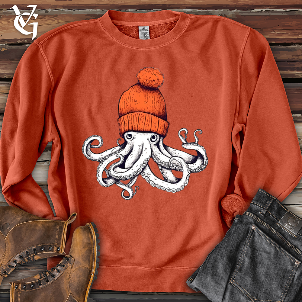 Viking Goods Octopus Orange Beanie Banjo Bison Pigment-Dyed Crewneck Pigment Amber / L